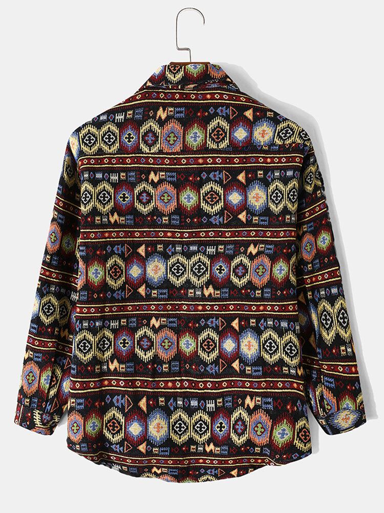 Mænd Tribal Mønster Retro Button Up Langærmede Fritidsjakker