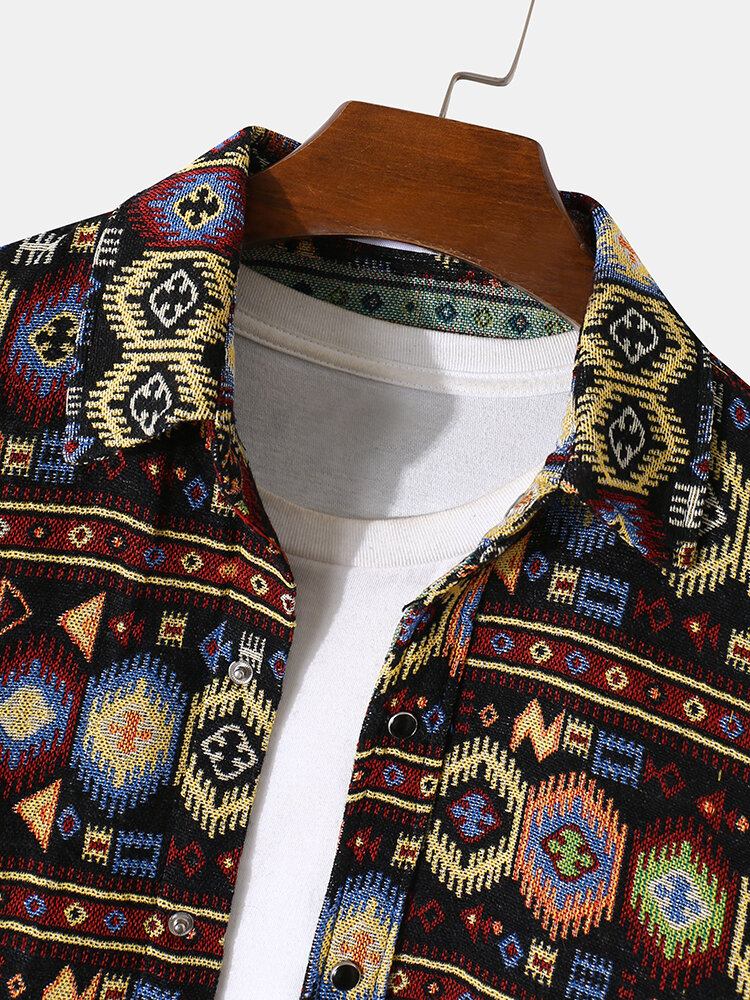 Mænd Tribal Mønster Retro Button Up Langærmede Fritidsjakker