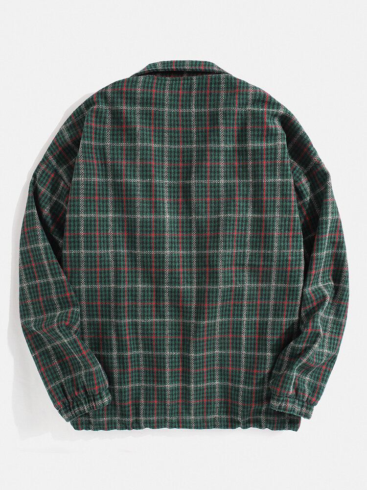 Vintage Plaid Reversjakke Til Mænd Med Lomme